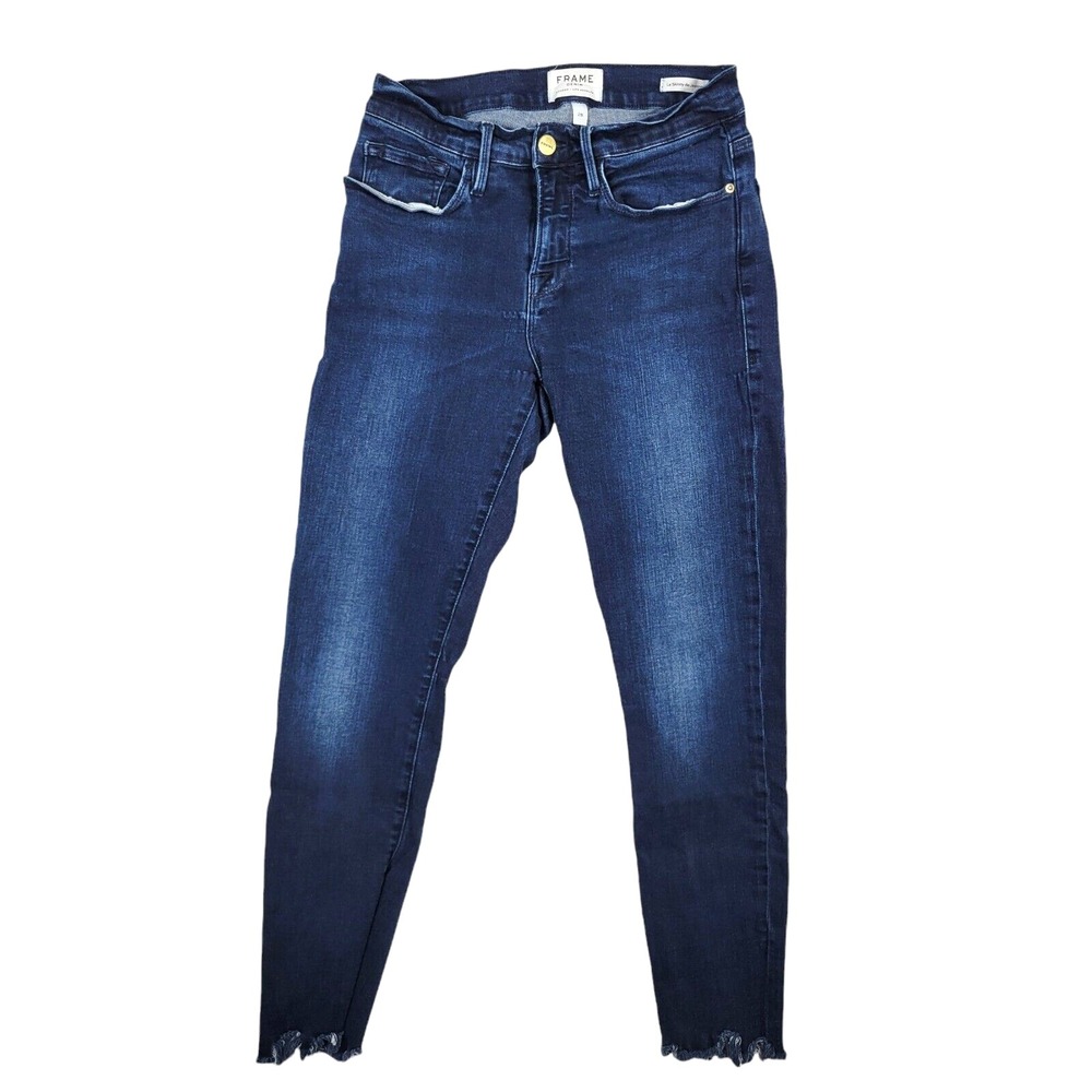 Frame Women's Jeans Size 28 Le Skinny‎ de Jeanne Blue Skinny Distressed Raw Hem
